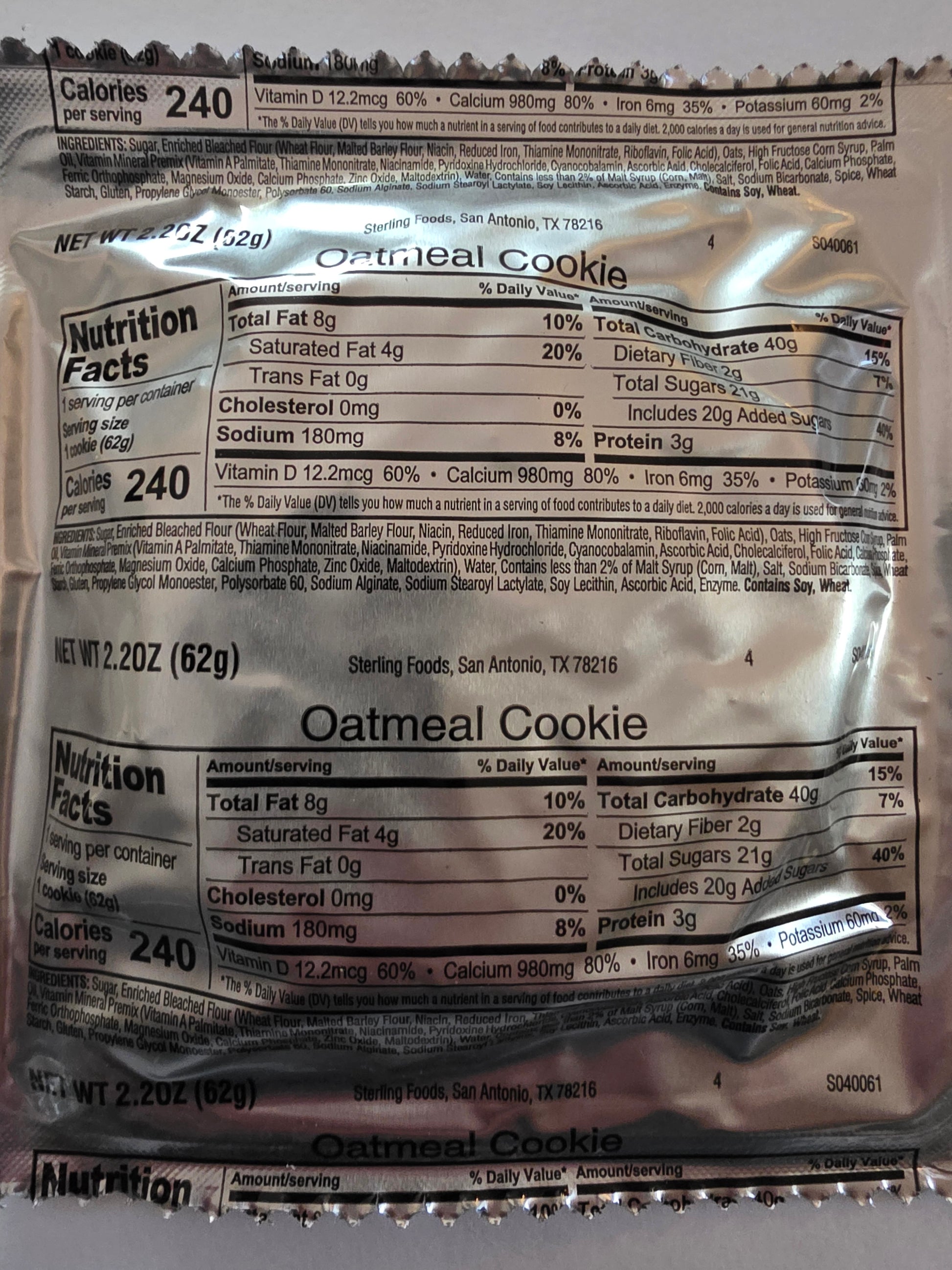 Sterling Foods Oatmeal Cookie 2.2oz Snack Pack — photo 2