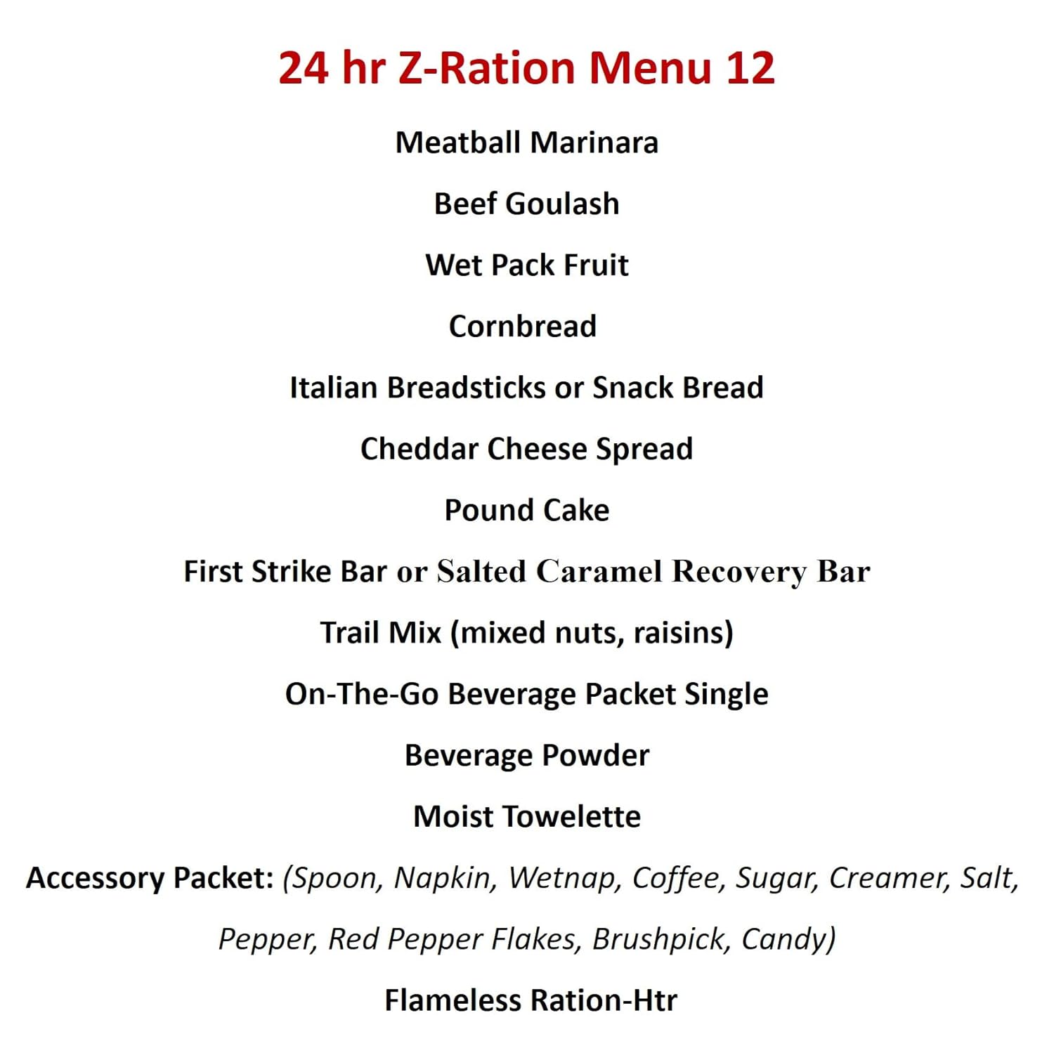24 HR MRE Menu 12