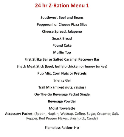 24 Hour MRE Menu 1