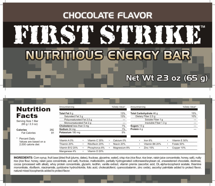 Chocolate First Strike BarNutrition Ingredients